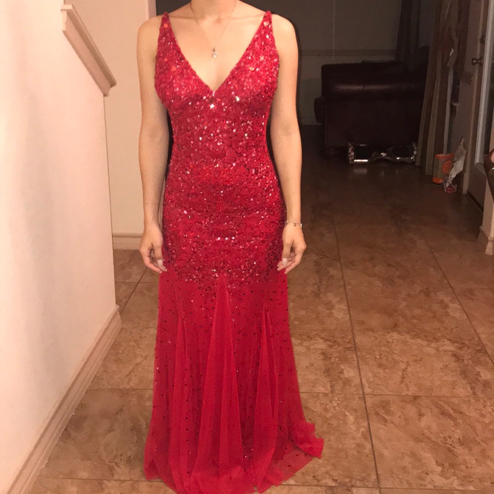Red mermaid prom dress